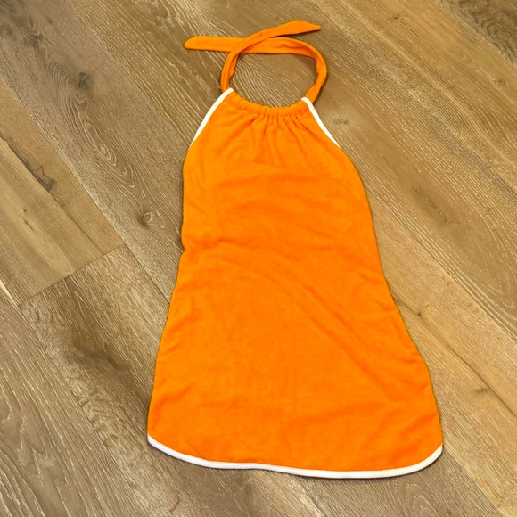 Urban Outfitters Orange French Terry Halter Dress Small - Picture 4 of 9